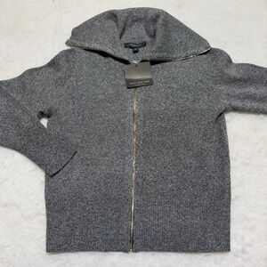 Marc New York Gray Full Zip Cowl Neck Sweater NWT Medium MSRP $89